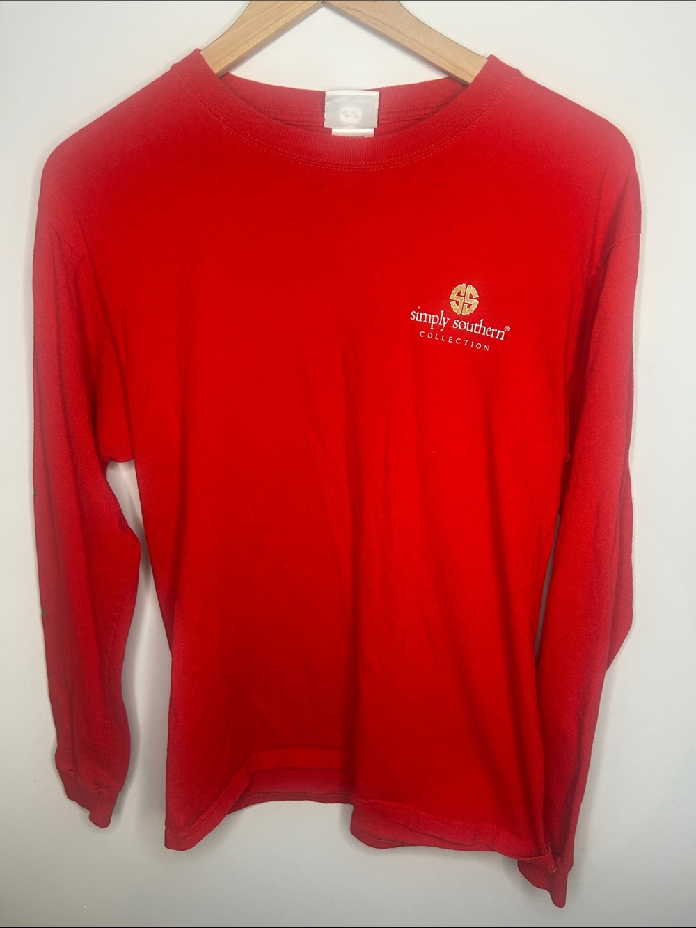 Simply Southern Red Long Sleeve Kids Tee with Embroidered Logo